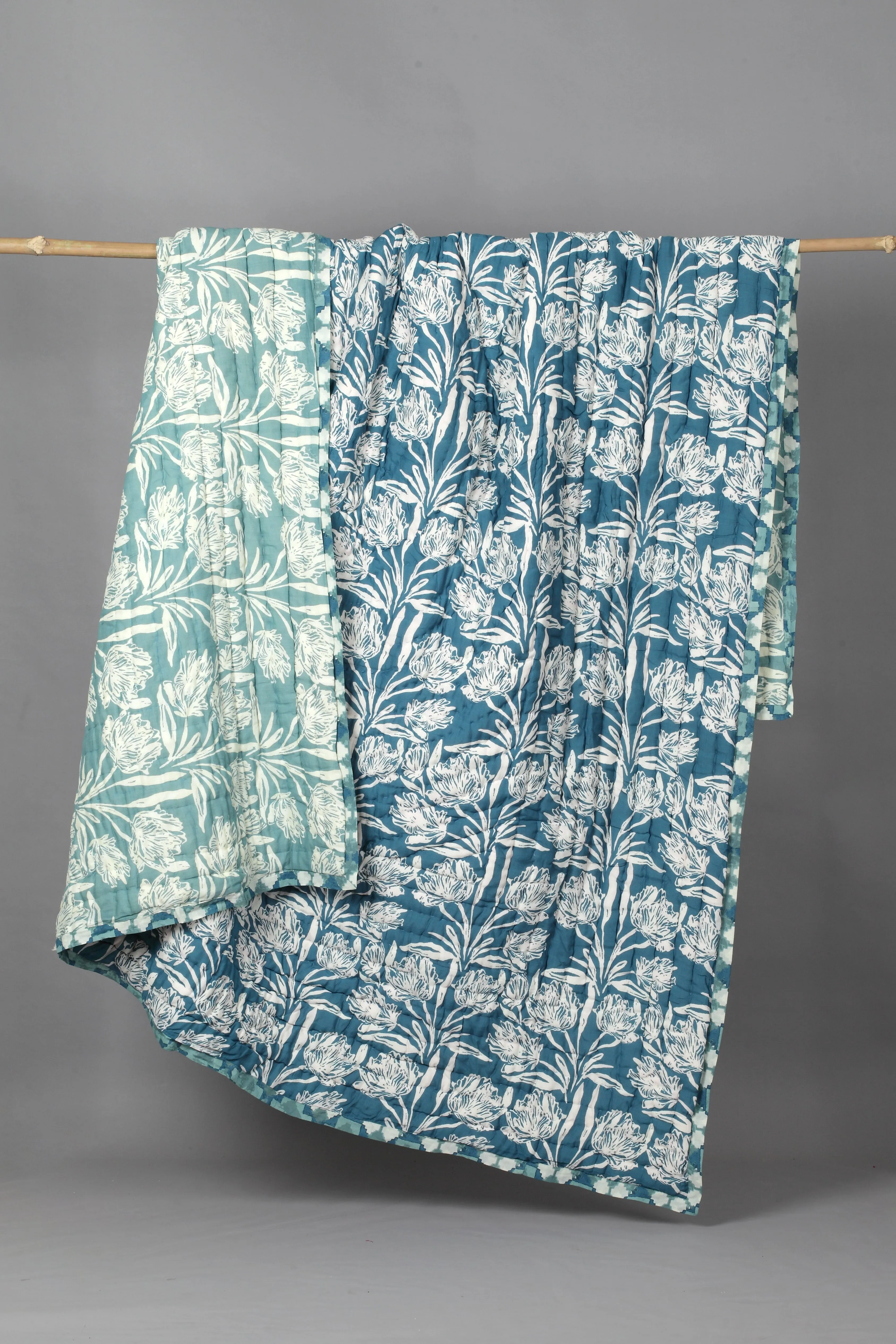 KALP PUSHP DEEP SEA CORAL Silk Cotton Reversible Quilt