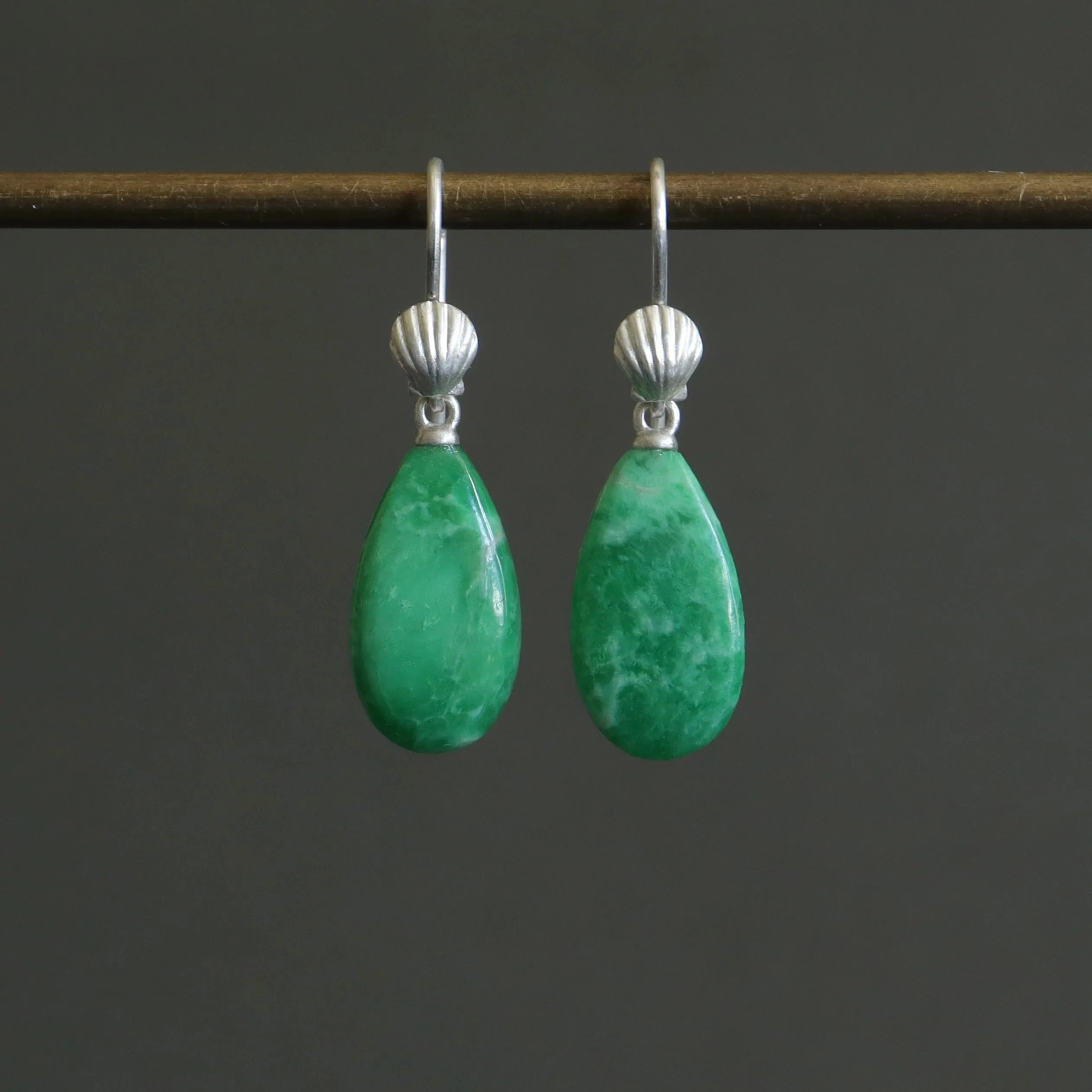 Kelp Forest Variscite Scallop Shell Ruthie B. Earrings