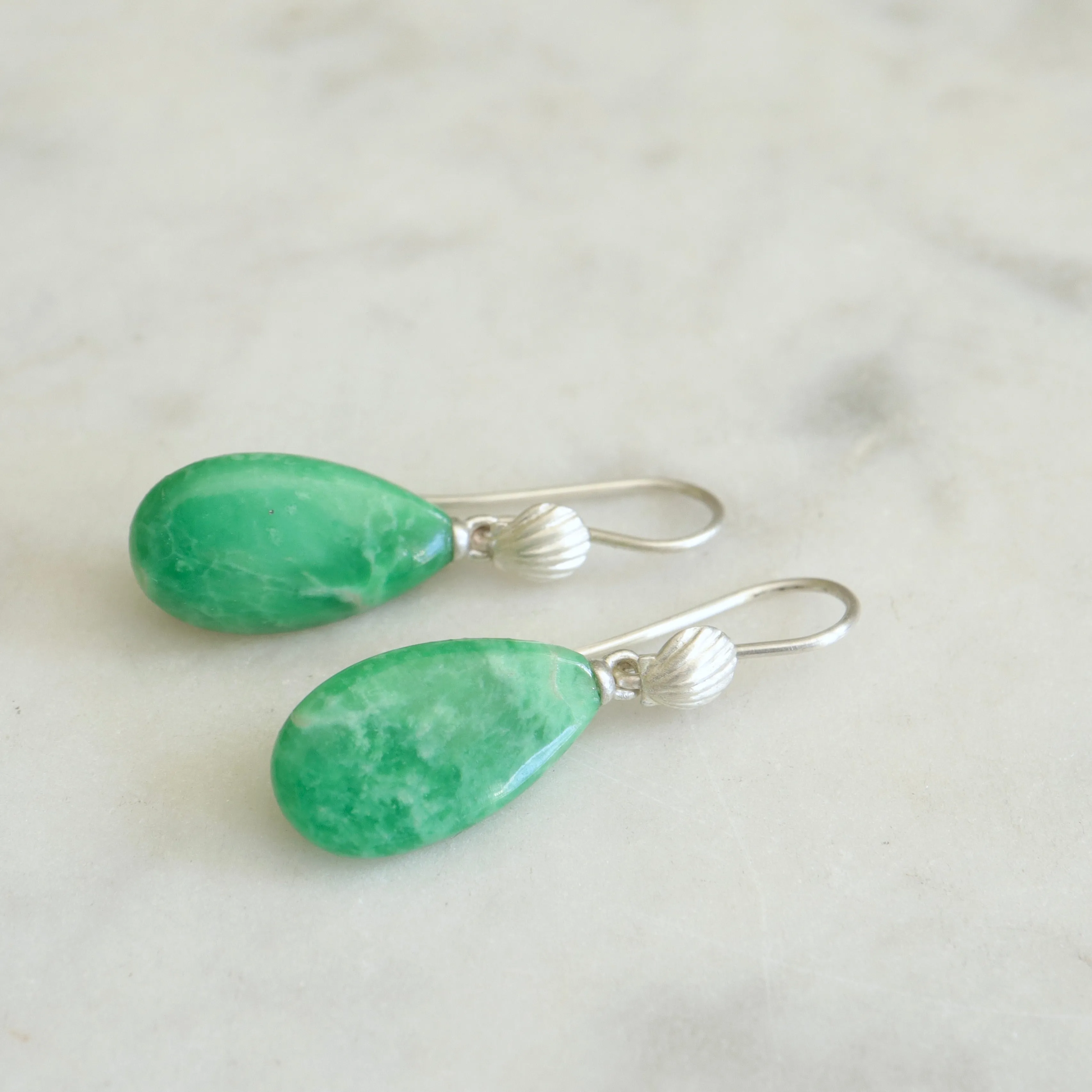 Kelp Forest Variscite Scallop Shell Ruthie B. Earrings
