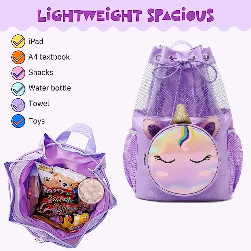 Kids Purple Unicorn Drawstring Backpack with Detachable front Pocket (Coming Soon)