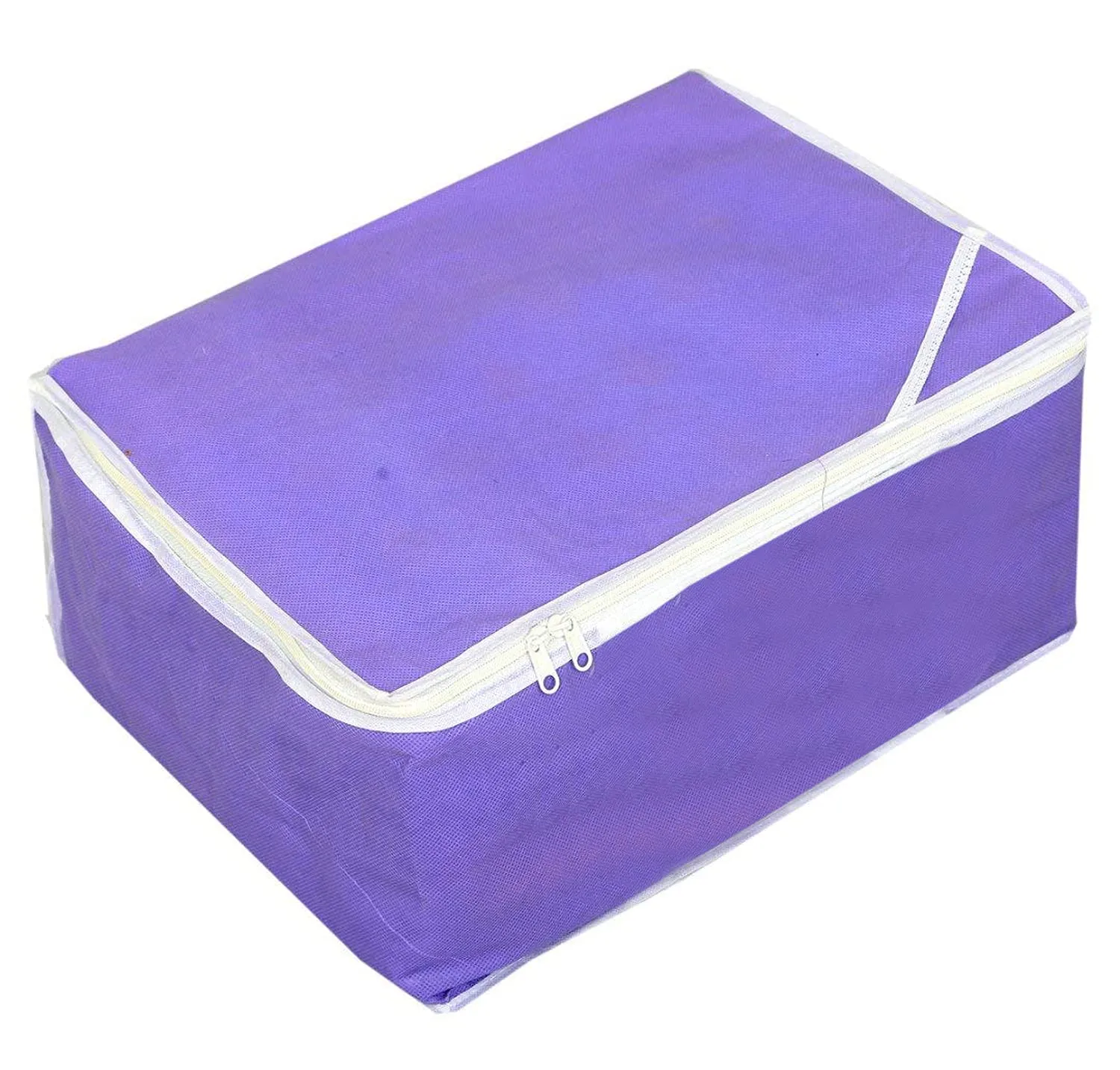 Kuber Industries Wardrobe Organizer for Clothes|Non Woven Drawer Organizer|Cloth Cover Bags for Storage|Pack of 2 (Purple)