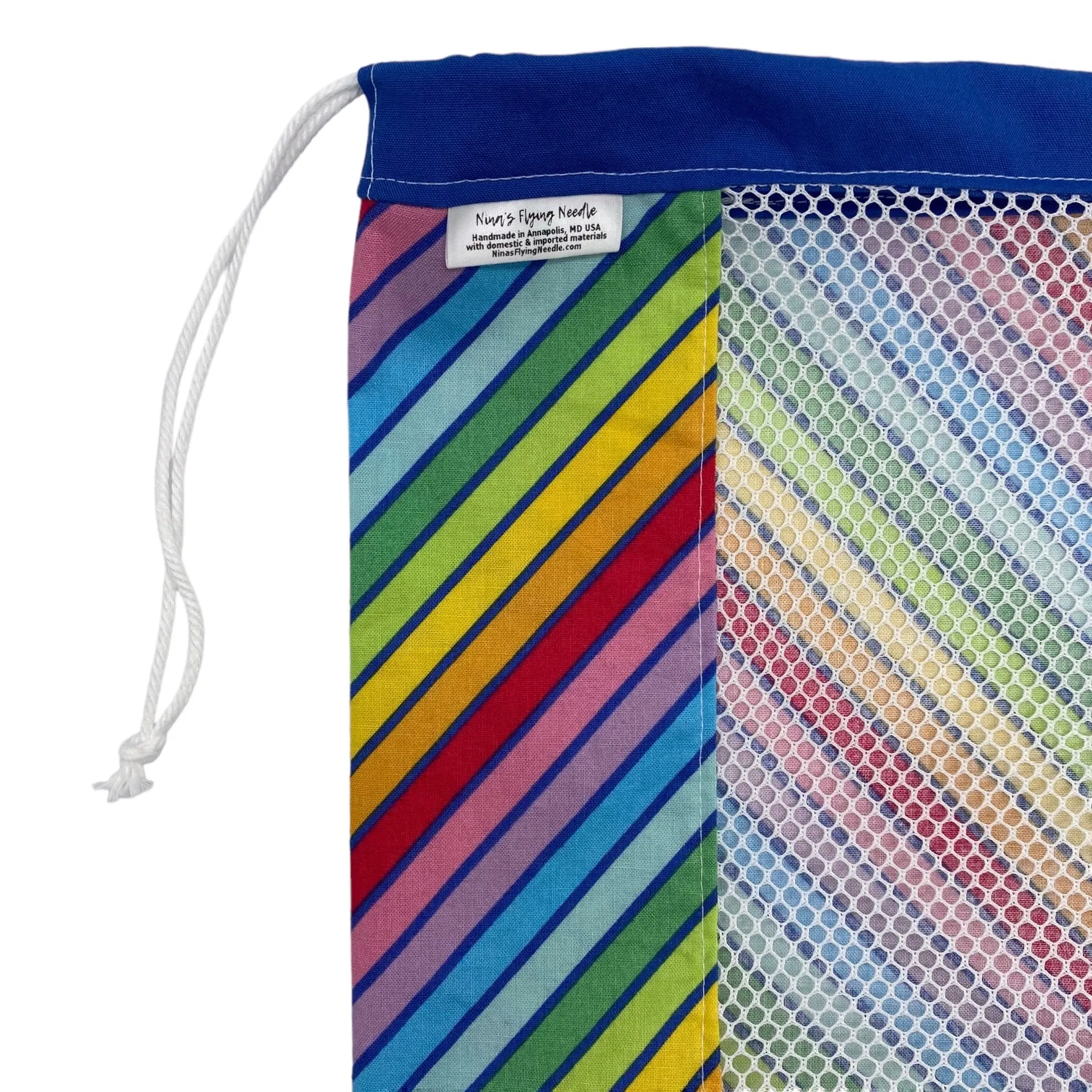 Medium Produce Bag Rainbow Stripes Bias