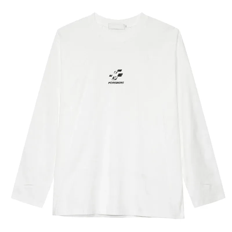 Men T-shirt Casual Letter Printing Solid Color Round Collar Baggy Male Long Sleeve Tops Simple Men's Clothing Spring 9C4739