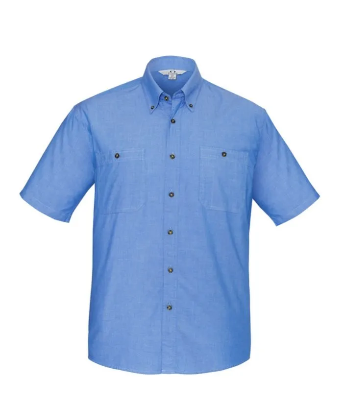 Mens Wrinkle Free, Chambray Short Shirt Shirt