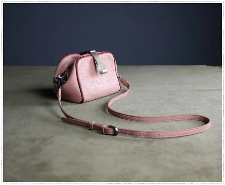 Mini Womens Khaki Leather Shoulder Bag Cube Double Zip Leather Crossbody Purse for Ladies