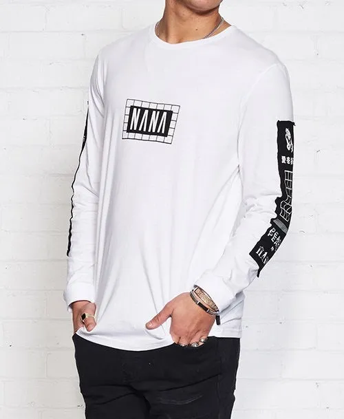 nANA jUDY MENS ORIGIN LONG SLEEVE TEE SHIRT WHITE