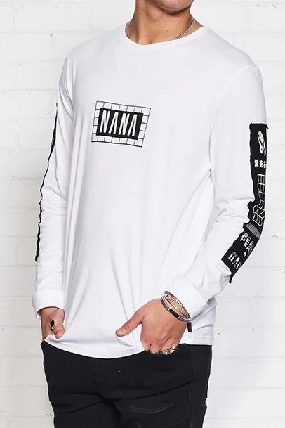 nANA jUDY MENS ORIGIN LONG SLEEVE TEE SHIRT WHITE
