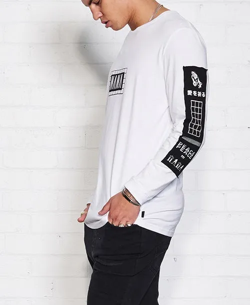 nANA jUDY MENS ORIGIN LONG SLEEVE TEE SHIRT WHITE