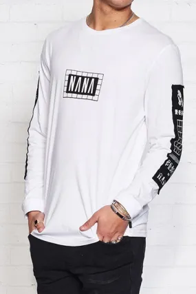 nANA jUDY MENS ORIGIN LONG SLEEVE TEE SHIRT WHITE