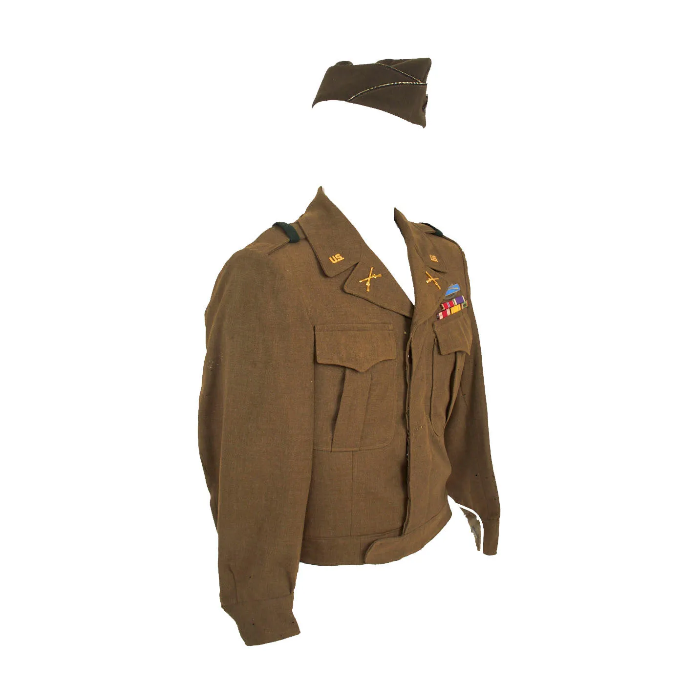 Original U.S. WWII Named 44th Infantry Division Large Uniform Grouping With Documents and Insignia - Over 50 Items