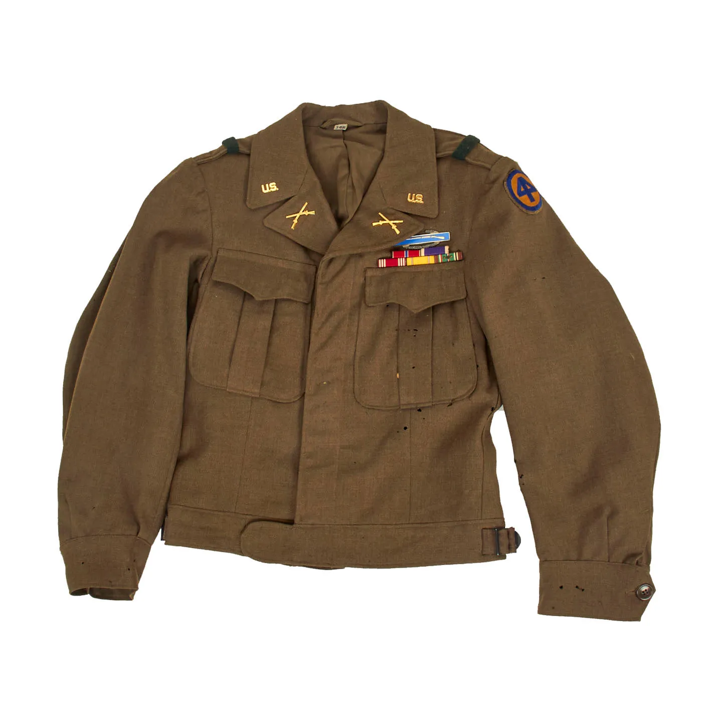 Original U.S. WWII Named 44th Infantry Division Large Uniform Grouping With Documents and Insignia - Over 50 Items