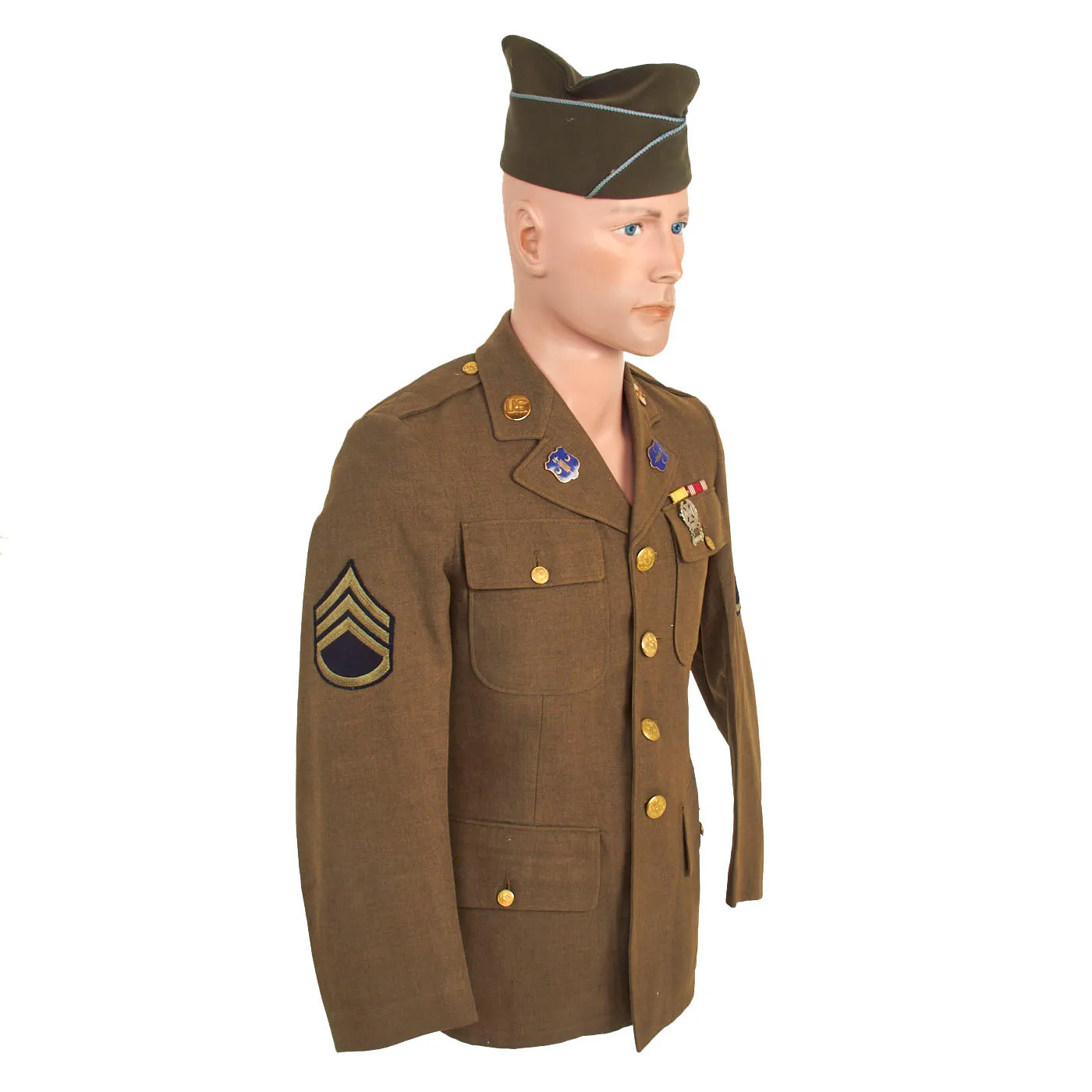 Original U.S. WWII Named 44th Infantry Division Large Uniform Grouping With Documents and Insignia - Over 50 Items