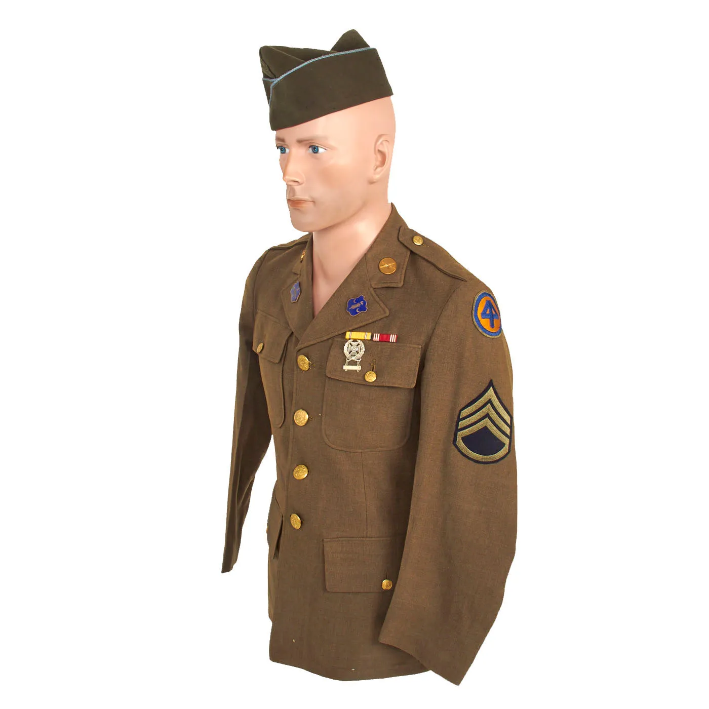 Original U.S. WWII Named 44th Infantry Division Large Uniform Grouping With Documents and Insignia - Over 50 Items