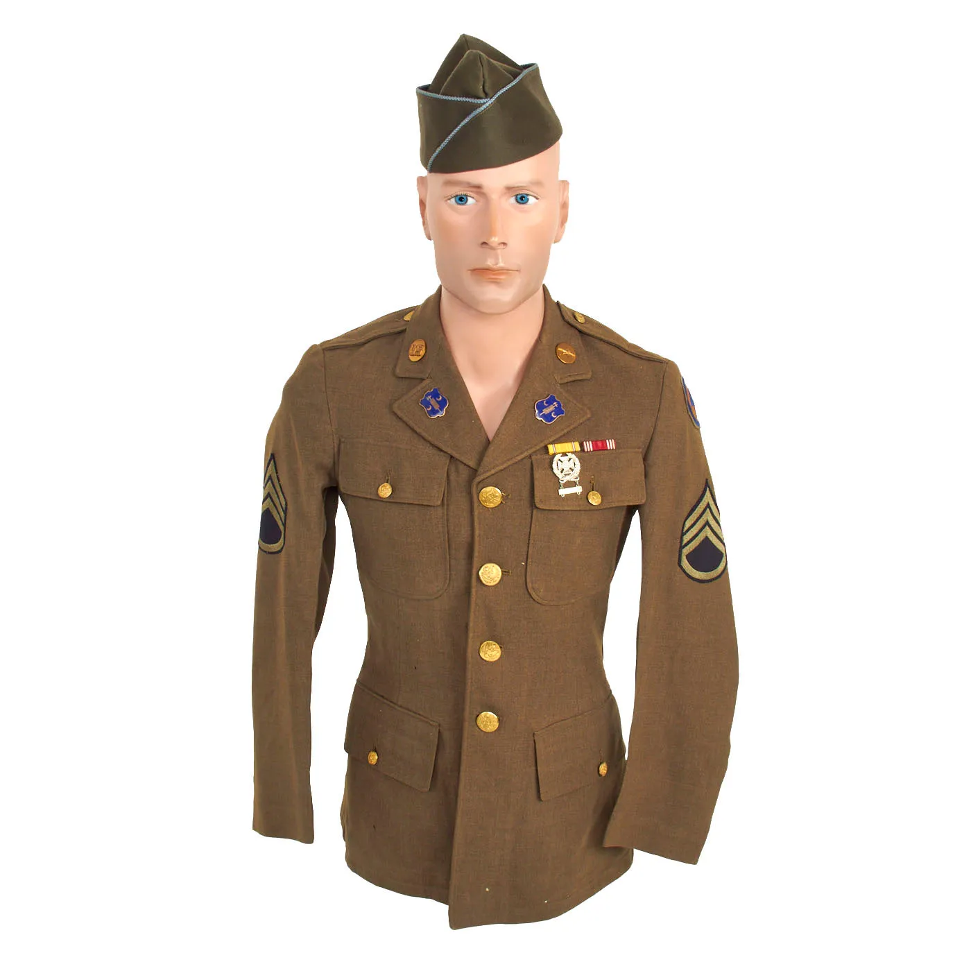 Original U.S. WWII Named 44th Infantry Division Large Uniform Grouping With Documents and Insignia - Over 50 Items