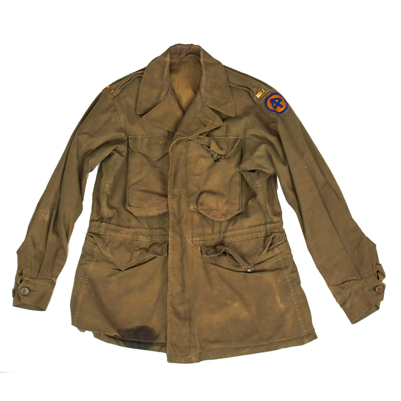 Original U.S. WWII Named 44th Infantry Division Large Uniform Grouping With Documents and Insignia - Over 50 Items
