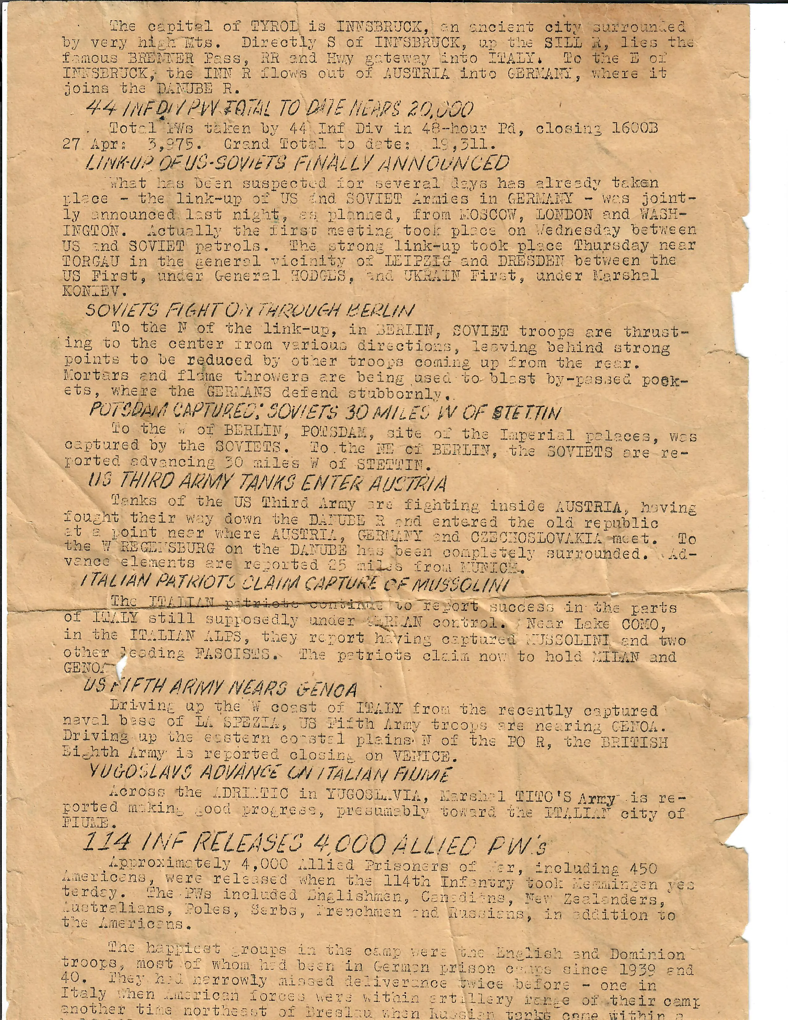 Original U.S. WWII Named 44th Infantry Division Large Uniform Grouping With Documents and Insignia - Over 50 Items