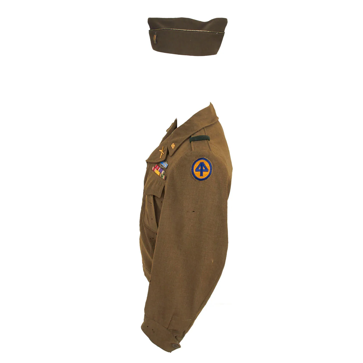 Original U.S. WWII Named 44th Infantry Division Large Uniform Grouping With Documents and Insignia - Over 50 Items