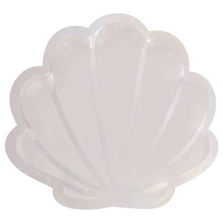 Pink Mermaid Shell Shaped Party Plates x 8