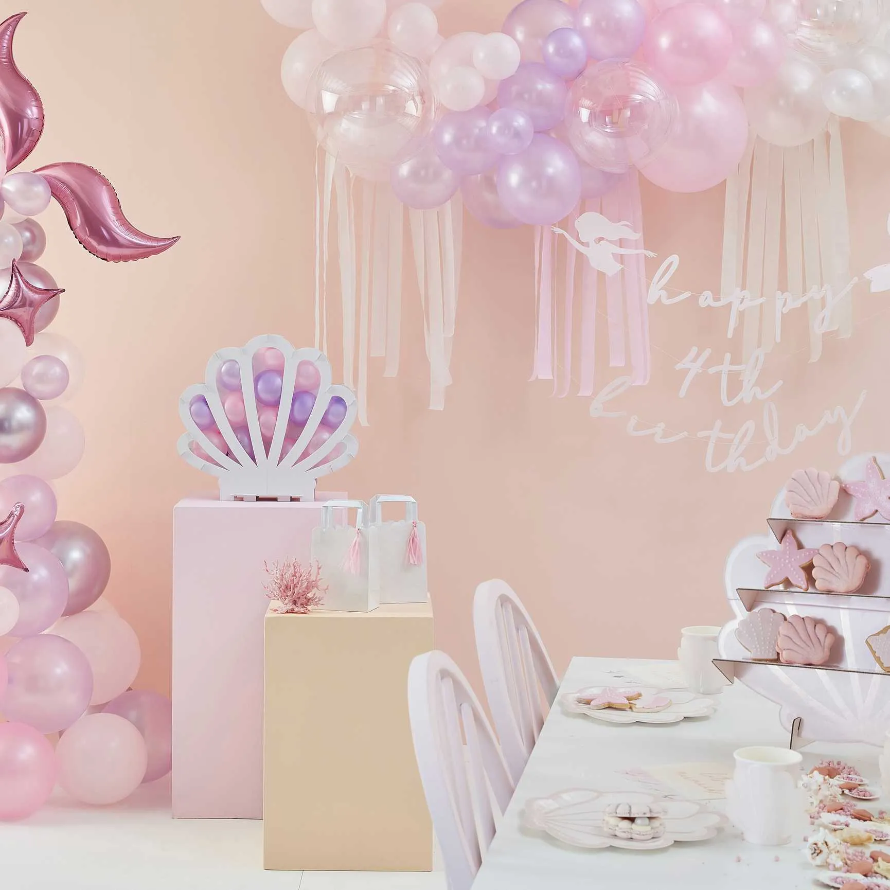 Pink Mermaid Shell Shaped Party Plates x 8