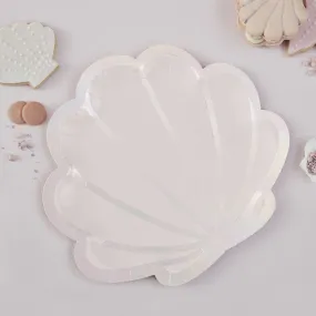 Pink Mermaid Shell Shaped Party Plates x 8