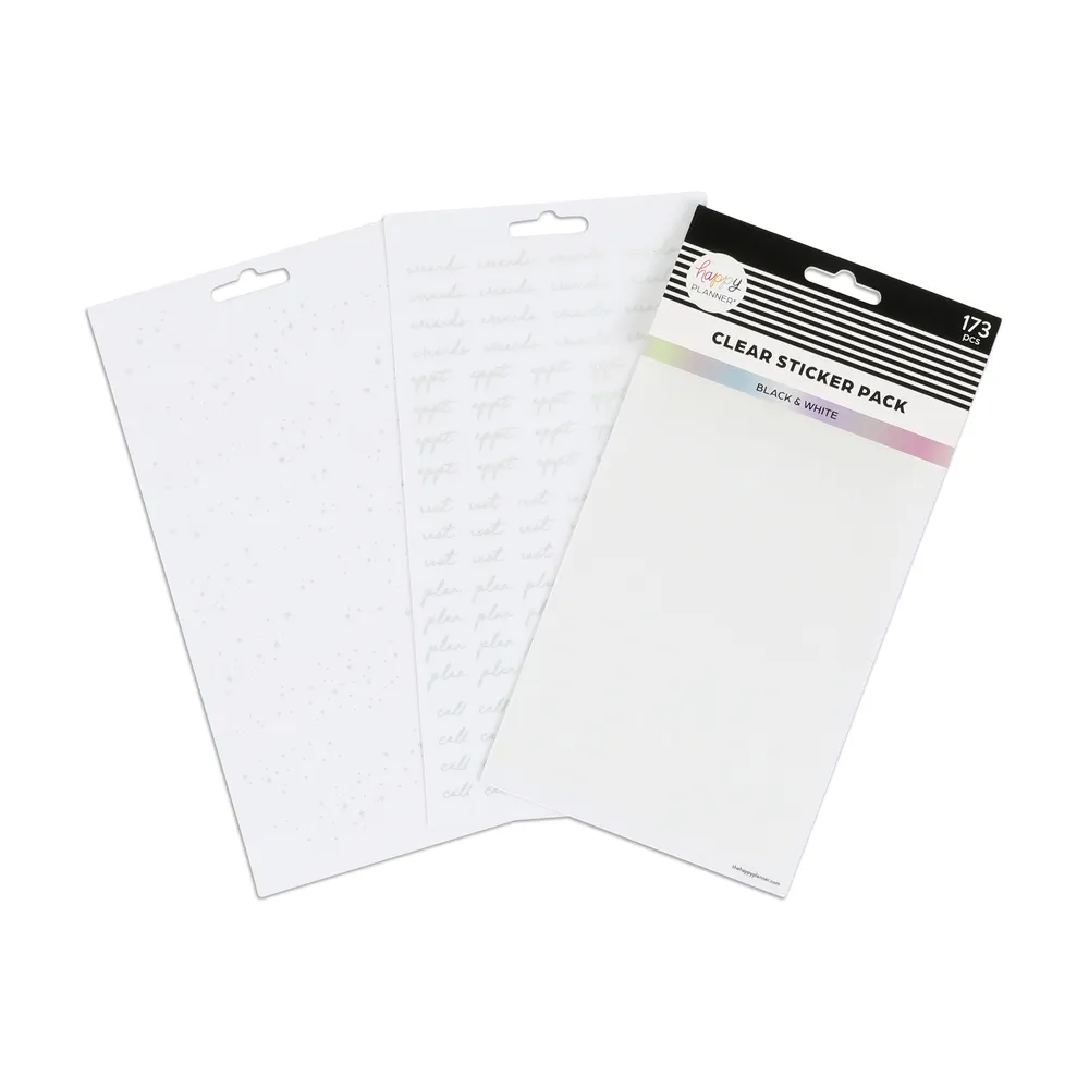 Plan Your Best Life - Black Filler Paper   Clear Stickers Bundle