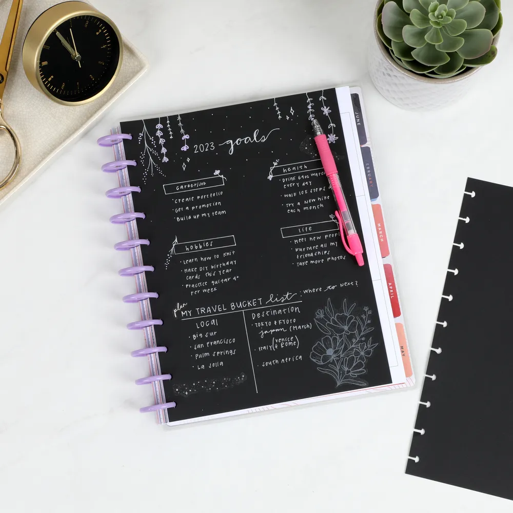 Plan Your Best Life - Black Filler Paper   Clear Stickers Bundle