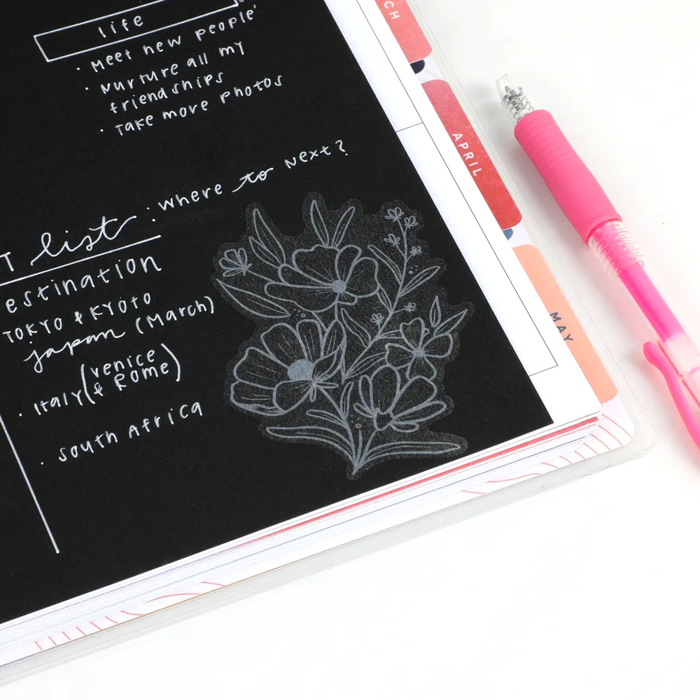 Plan Your Best Life - Black Filler Paper   Clear Stickers Bundle