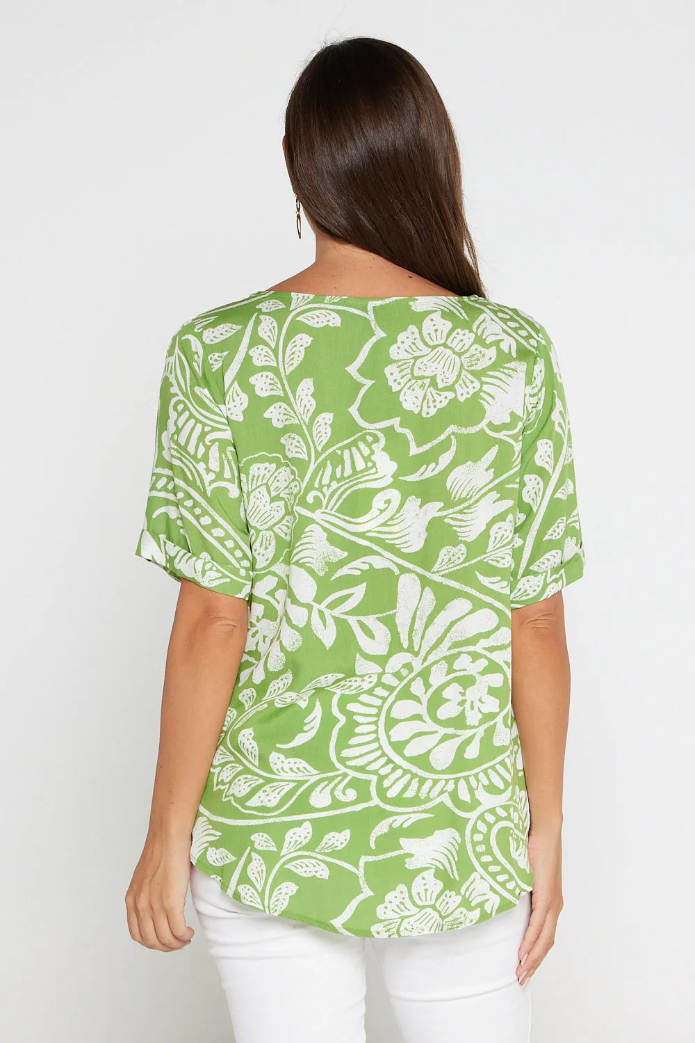 Sarina Top - Green Print