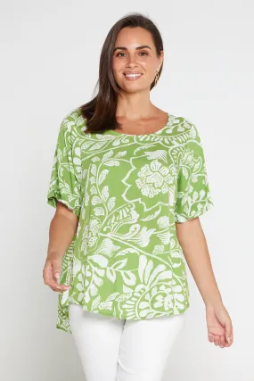 Sarina Top - Green Print