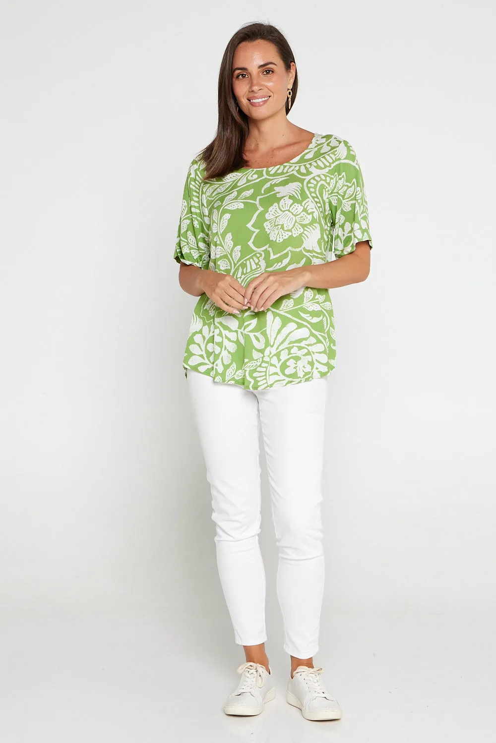 Sarina Top - Green Print