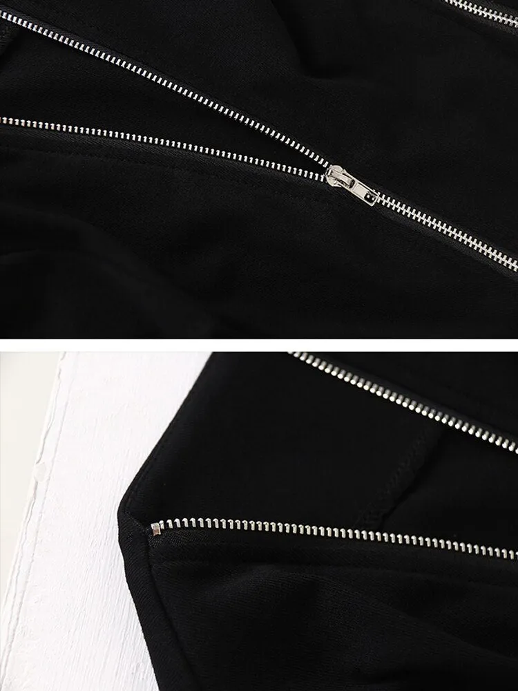 Solid Slimming T Shirts For Women V Neck Long Sleeves Patchwork Zipper Designer T Shirt Female Fashion Clothing