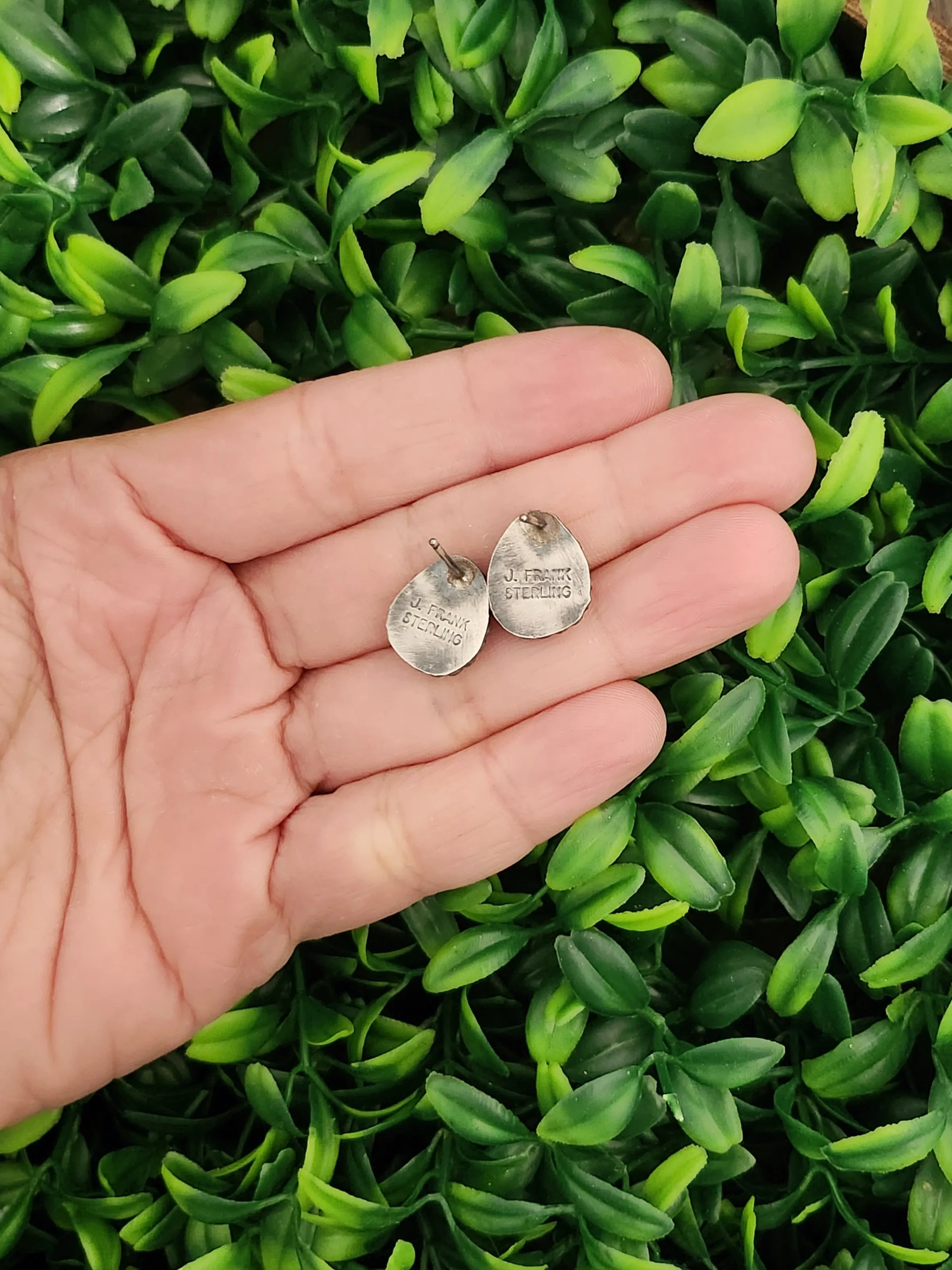 Stamped Sterling Silver Pink Conch Shell Ball Trim Tear Drop Stud Earrings
