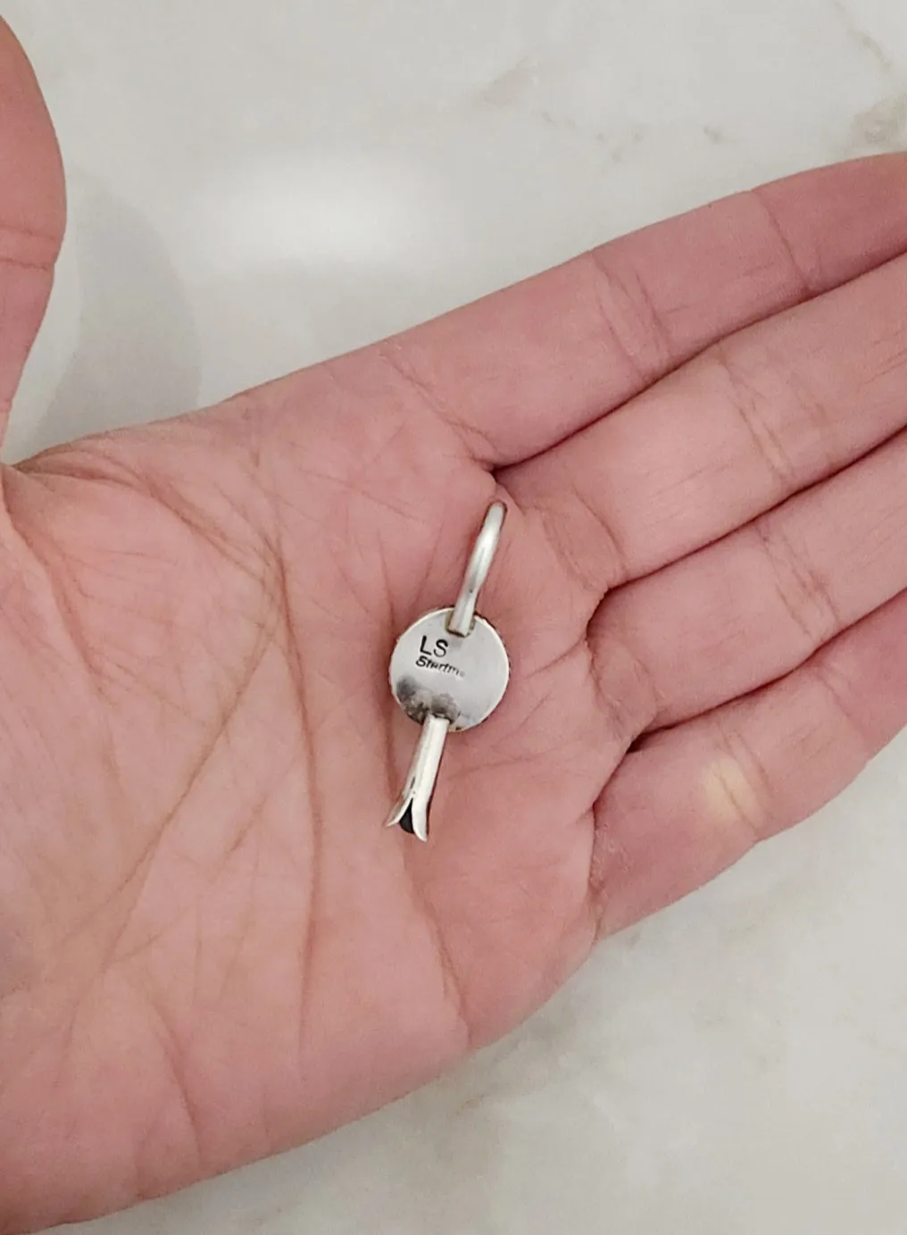 Stamped Sterling Silver Pink Conch Shell Mini Blossom Pendants