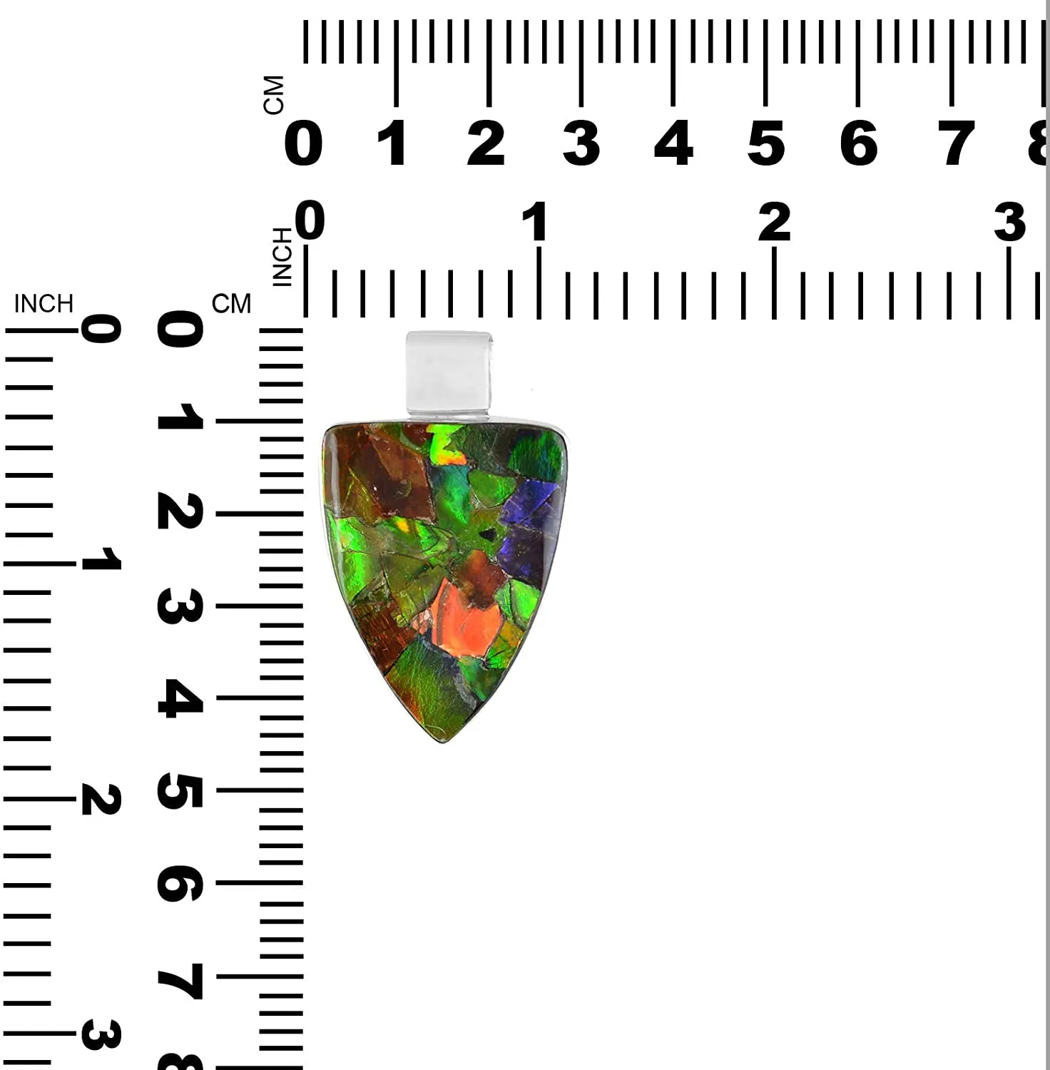 Starborn Ammolite 925 Sterling Silver Pendant as Shield with Solid Eyelet