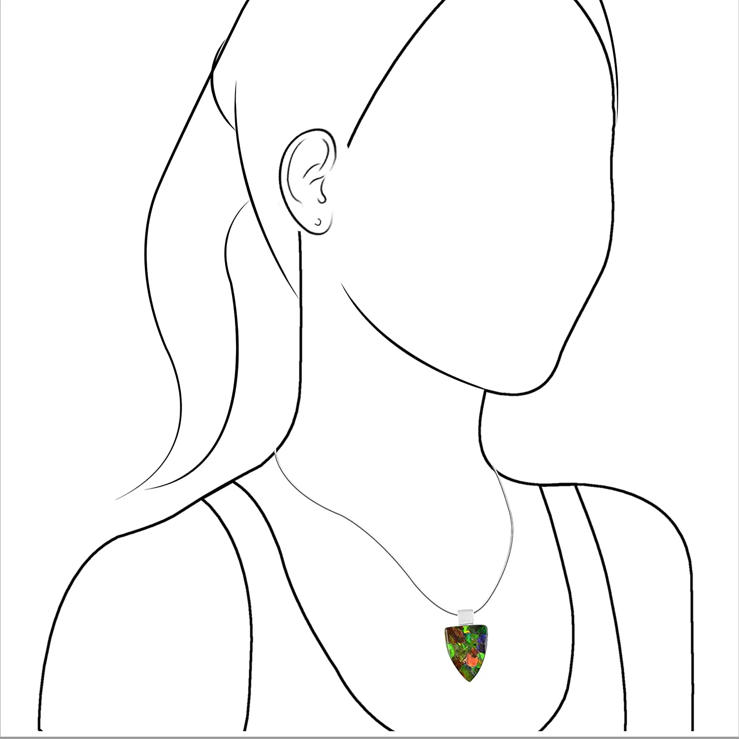 Starborn Ammolite 925 Sterling Silver Pendant as Shield with Solid Eyelet