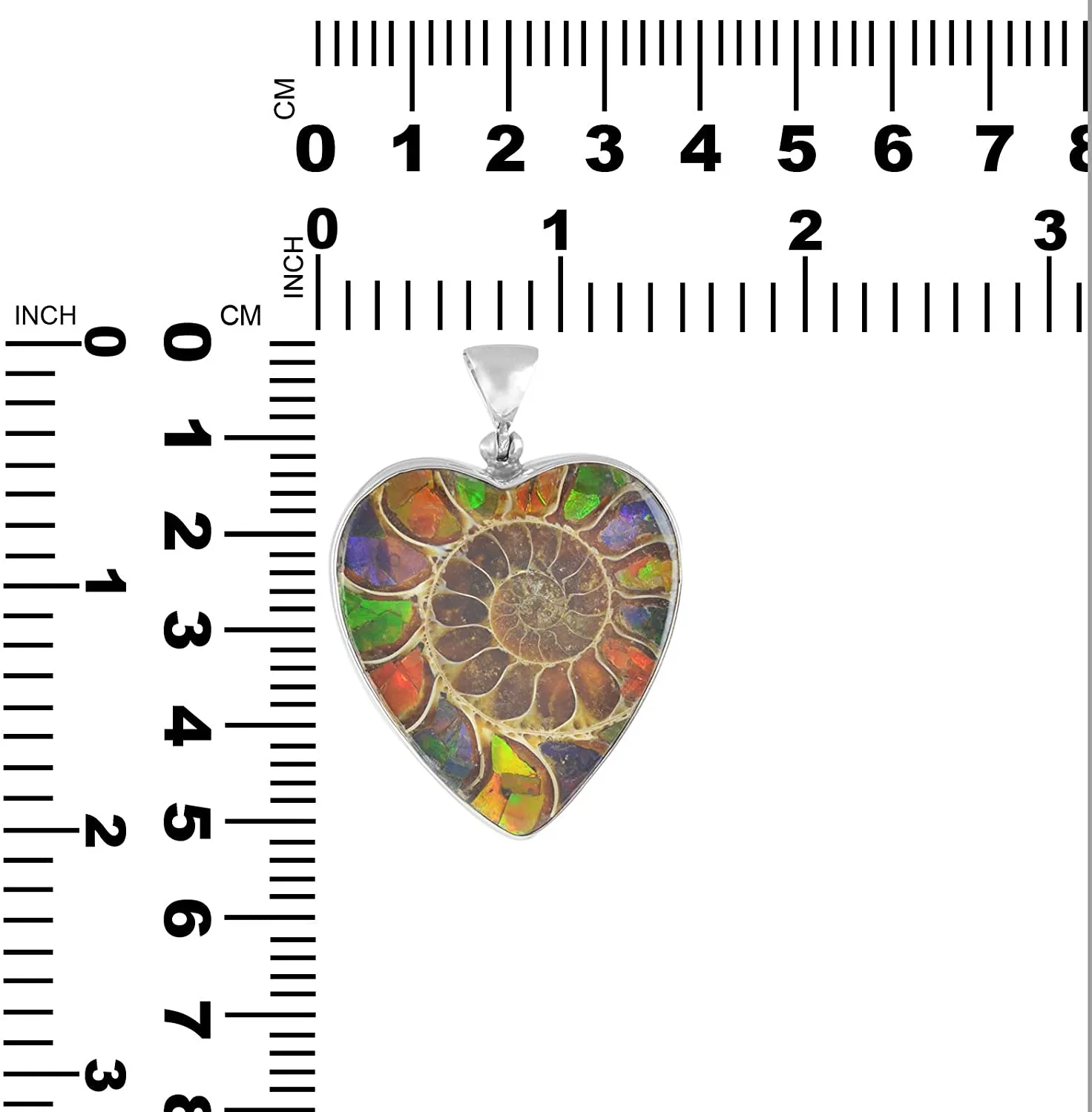 Starborn Ammolite in Ammonite Sterling Silver Heart Pendant