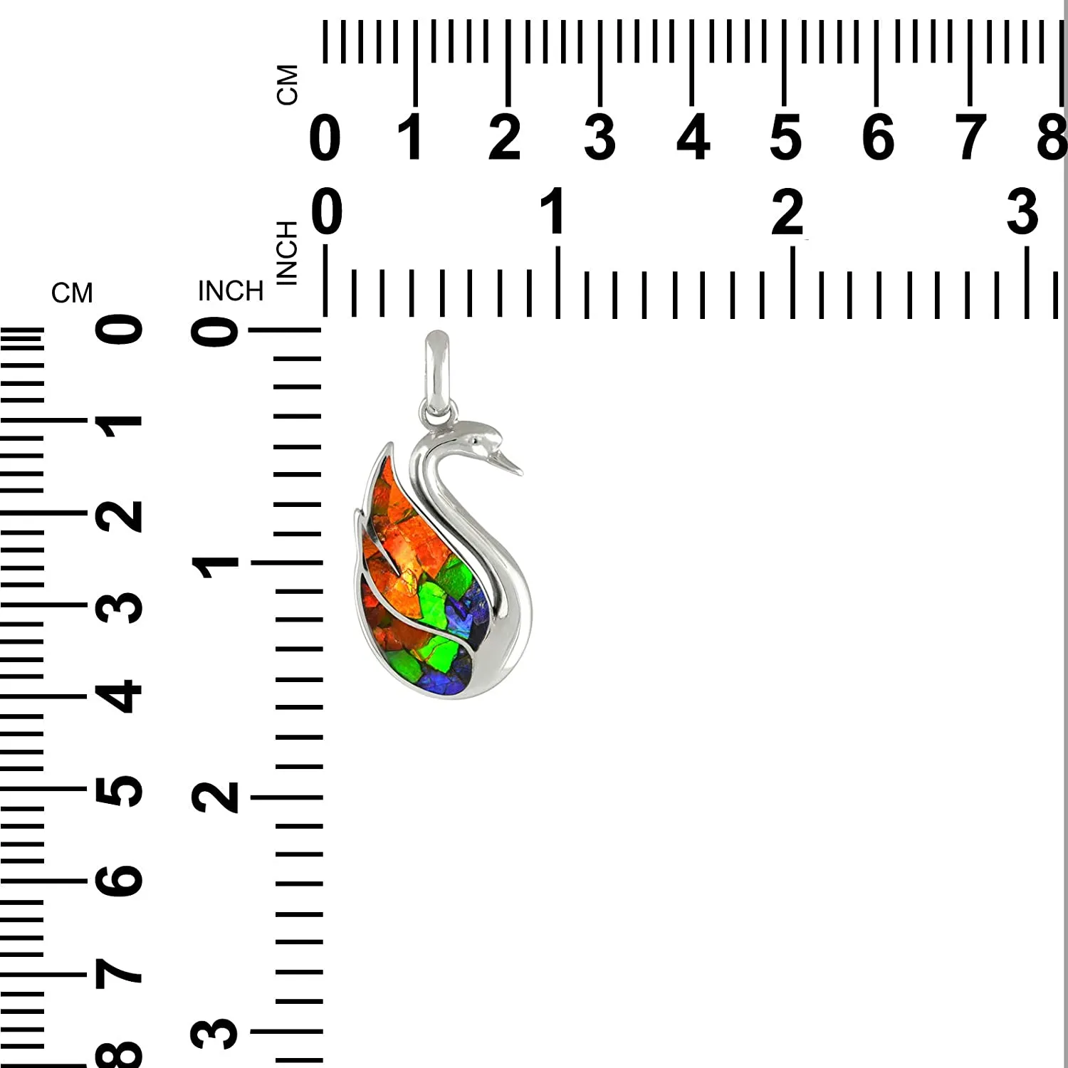 Starborn Ammolite Swan Pendant in Sterling Silver