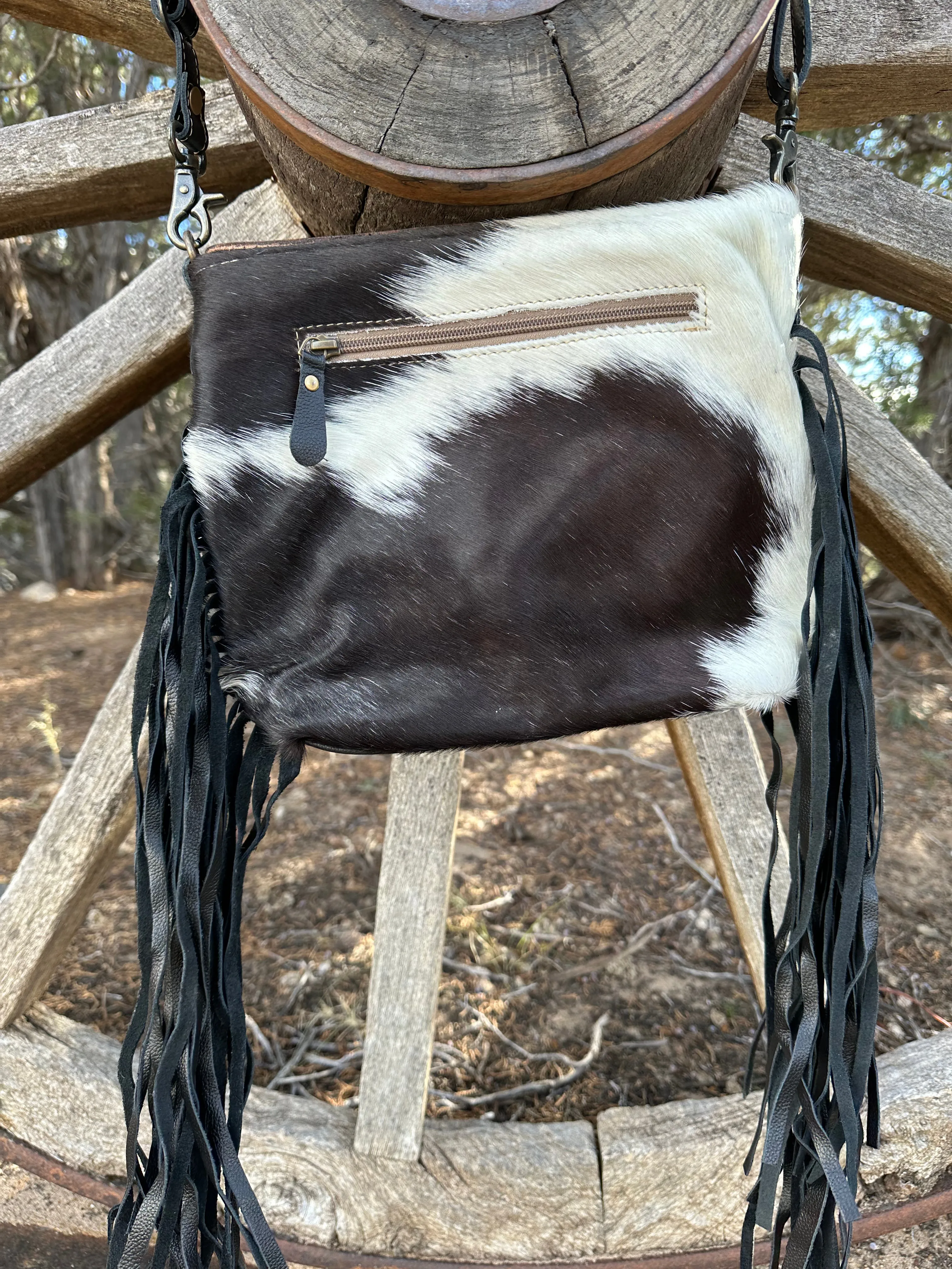 Sublime Cow Print Hand Tooled Purse