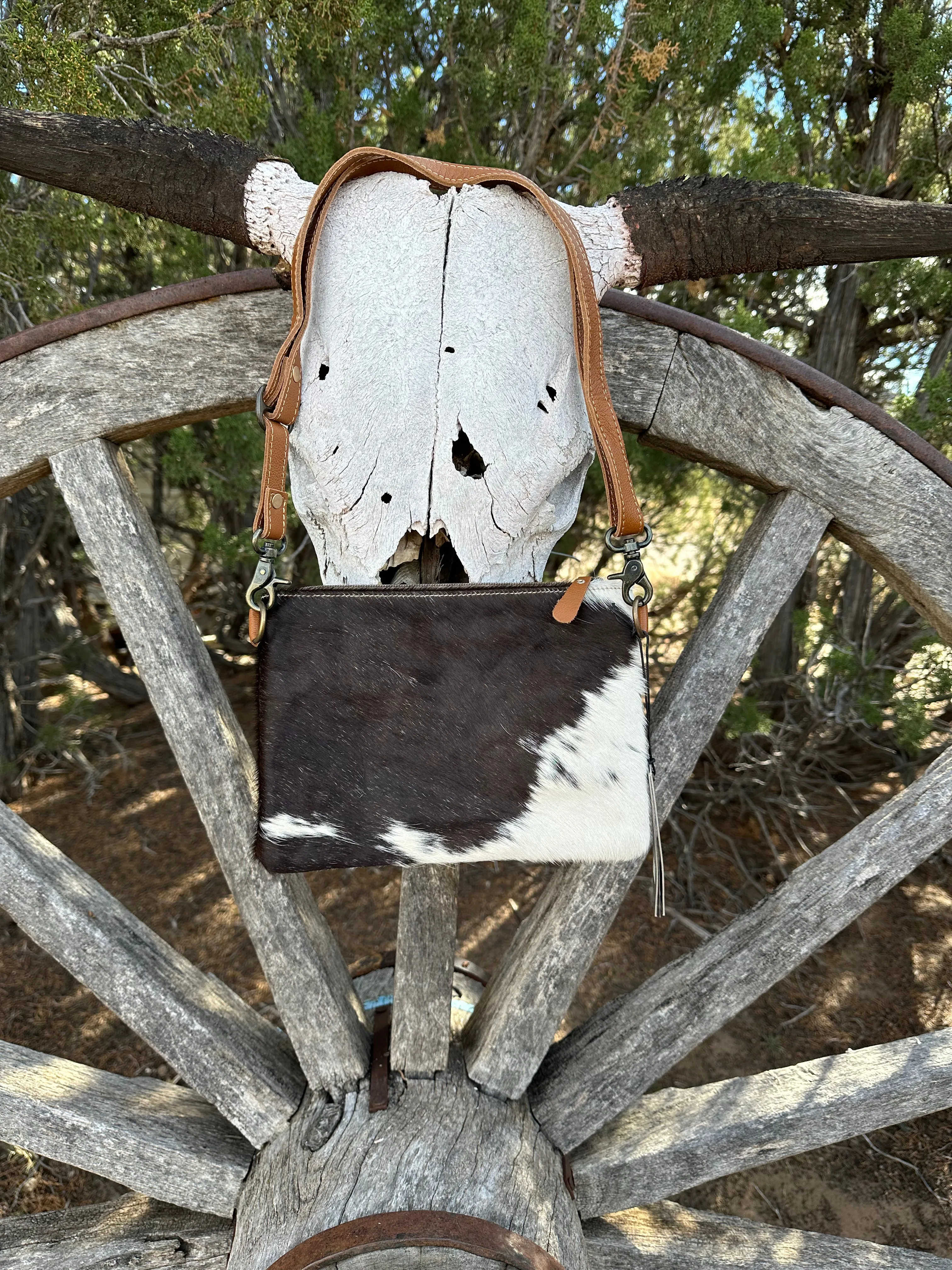 Sublime Cow Print Hand Tooled Purse