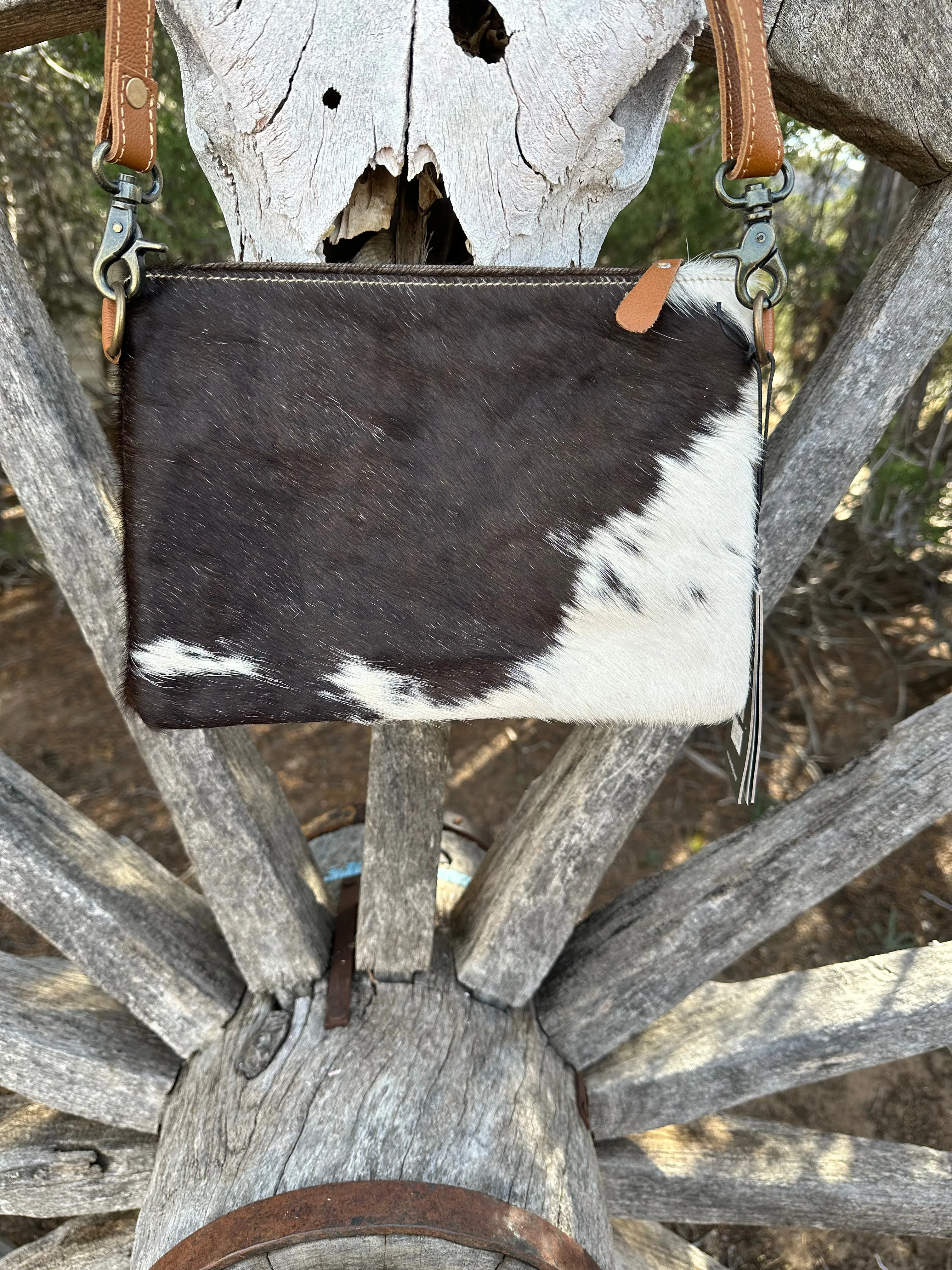 Sublime Cow Print Hand Tooled Purse