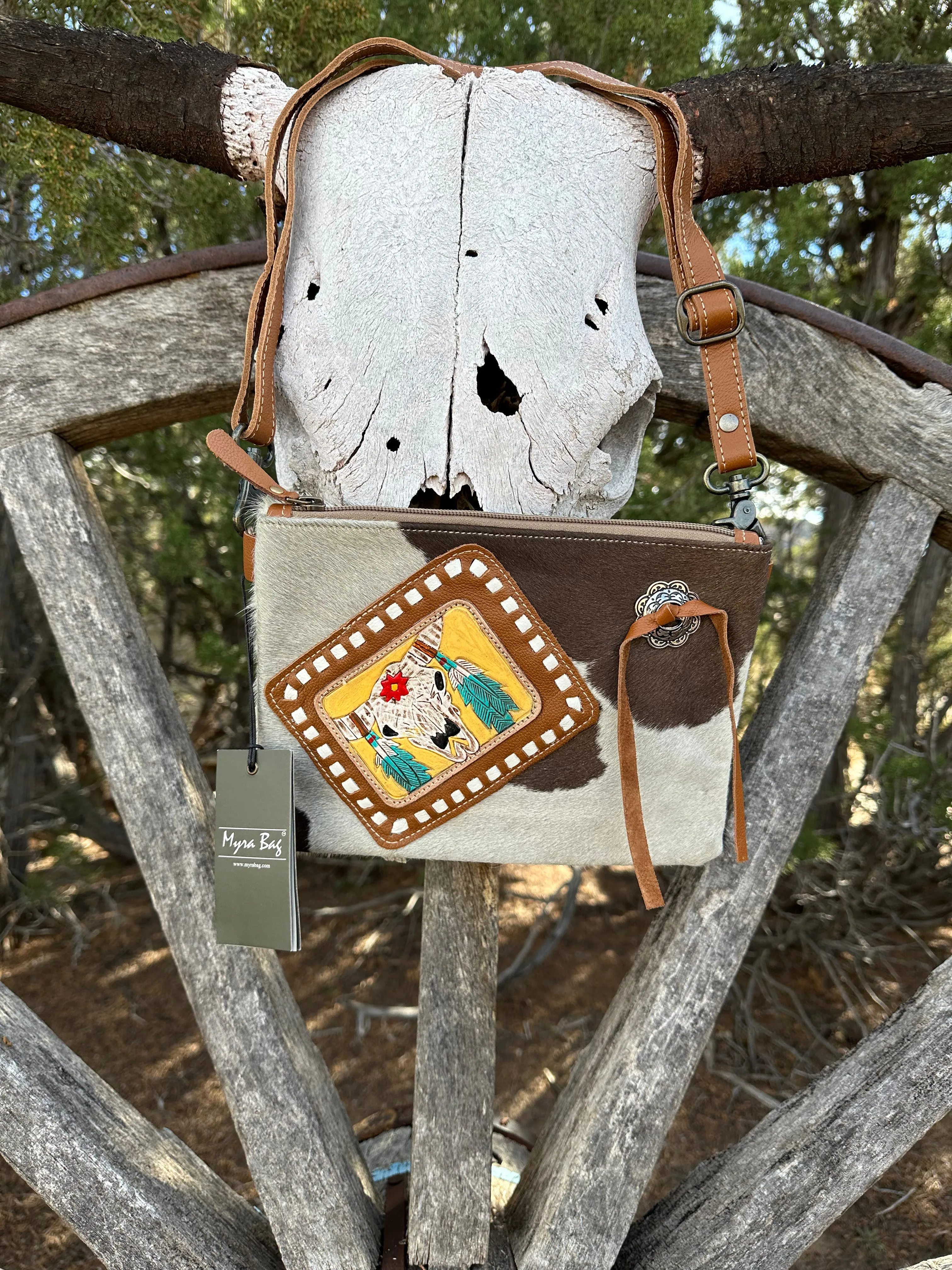 Sublime Cow Print Hand Tooled Purse