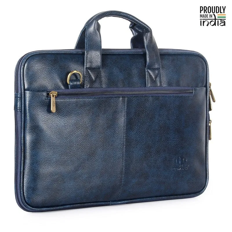 THE CLOWNFISH Faux Leather Expandable Capacity 15.6 inch Laptop Messenger Bag (Dark Brown)