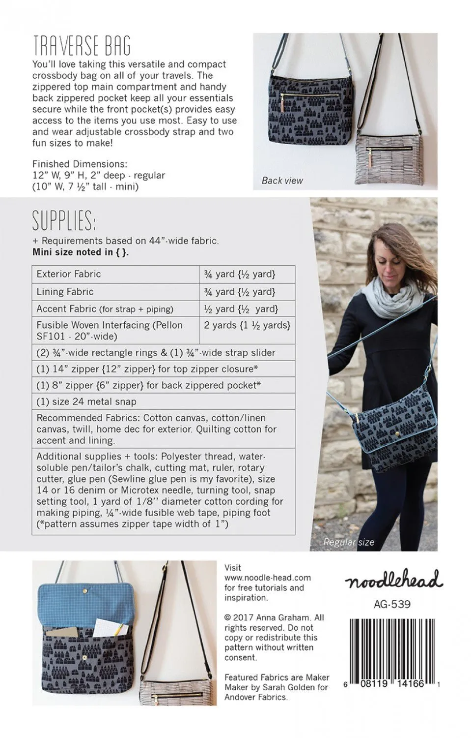 Traverse Bag by Noodlehead (Printed Paper Pattern)
