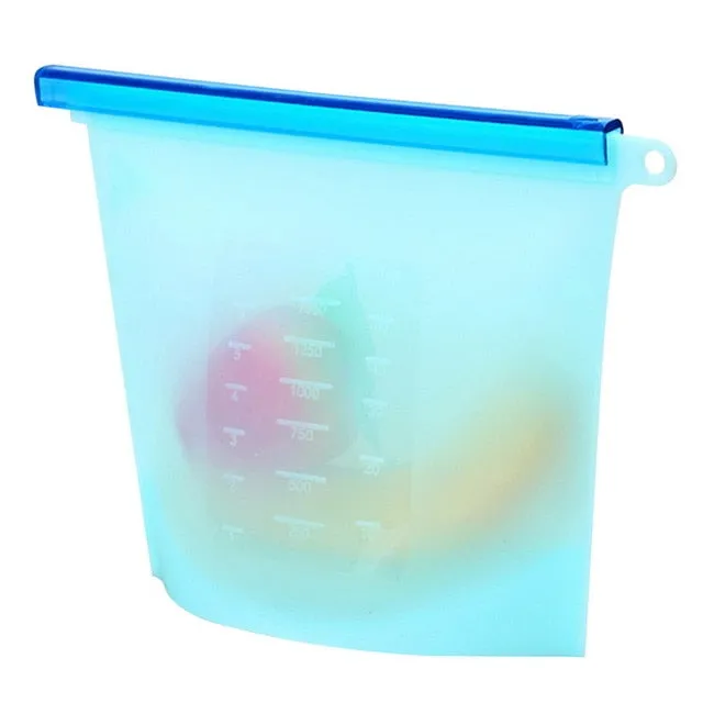 Urijk Reusable Silicone Vacuum Seal Food Fresh Bag Fruit Meat Milk Storage Containers Refrigerator Bag Ziplock Kitchen Organizer