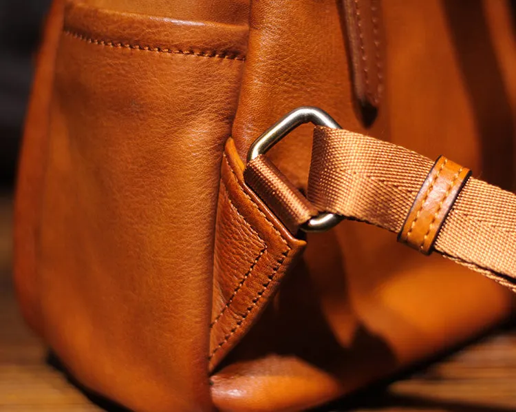 Vintage Ladies Mini Brown Leather Backpack Purse Small Leather Backpacks for Women