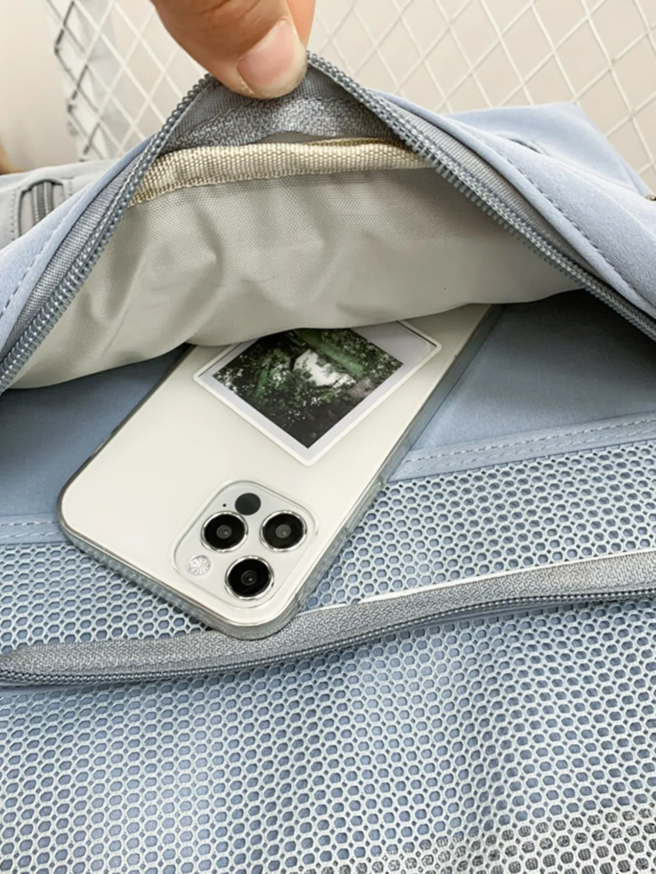 Zip Front Backpack With Bag Charm