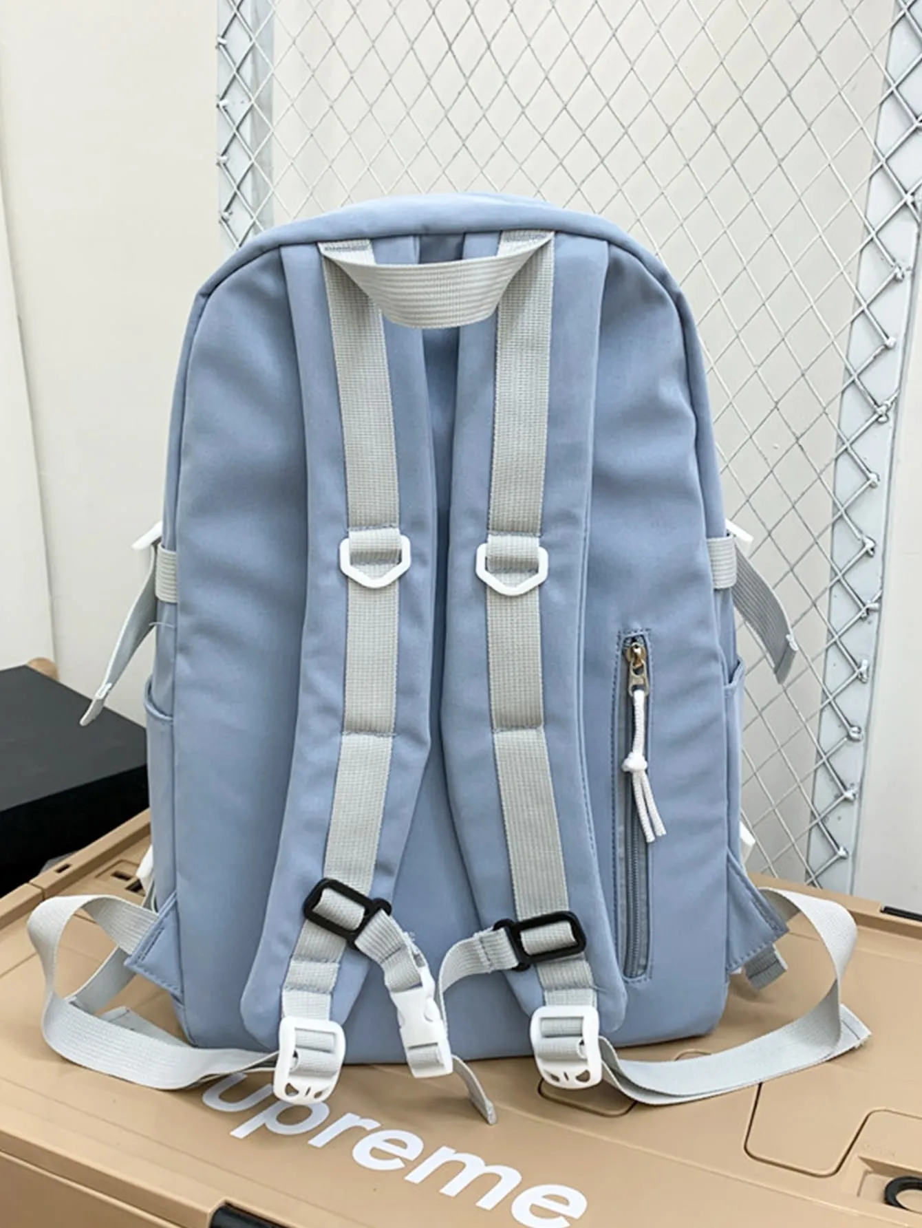 Zip Front Backpack With Bag Charm