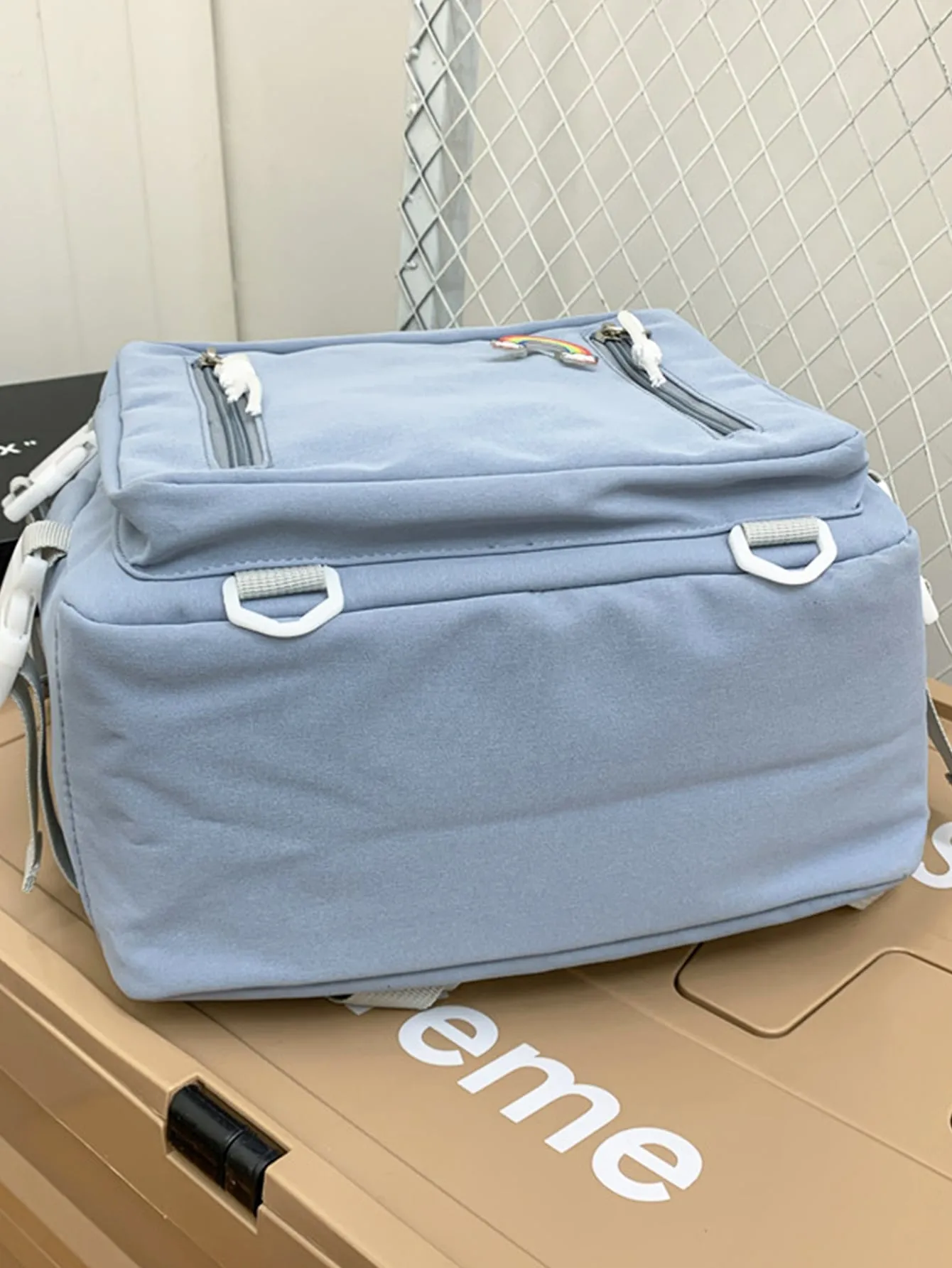 Zip Front Backpack With Bag Charm